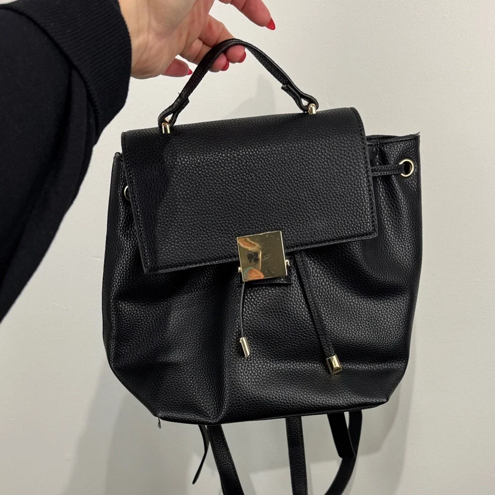 Forever 21 Black Backpack with Gold Accents